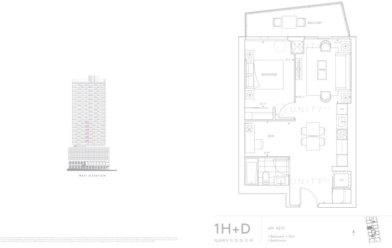 the-well-470-front-st-w-floorplan-1H+D-1+1-bed-1-bath-609-sqft