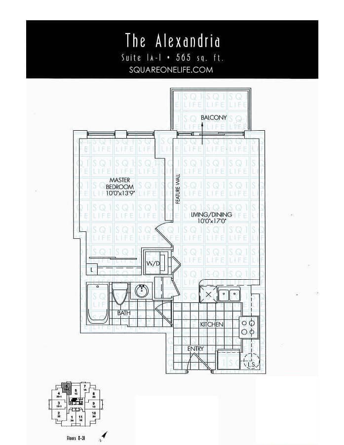 388-Prince-Of-Wales-Dr-One-Park-Tower-Condo-Floorplan-The-Alexandria-1-Bed-1-Bath