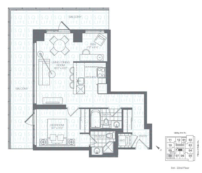 Limelight-Condo-365-Prince-Of-Wales-360-Square-One-Dr-Floorplan-Fern-1-Bed-1-Den-2-Bath