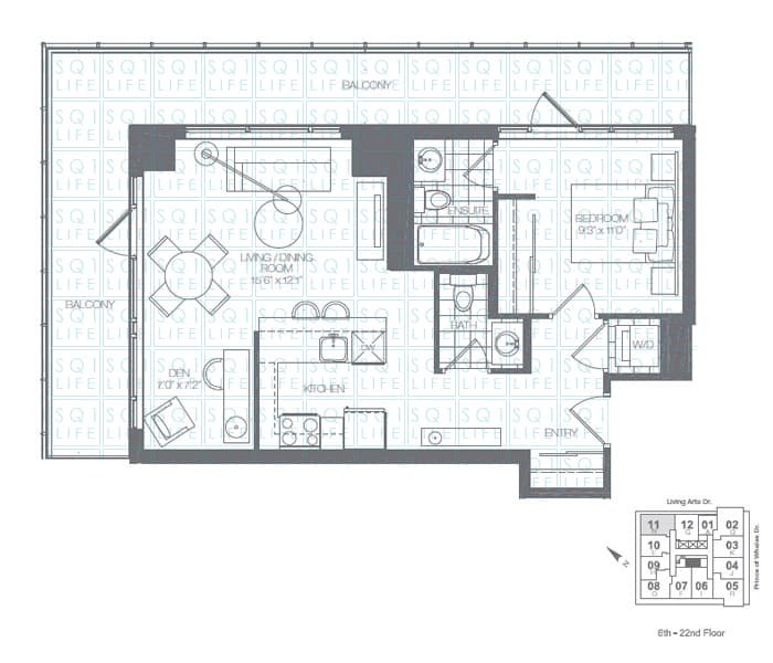Limelight-Condo-365-Prince-Of-Wales-360-Square-One-Dr-Floorplan-Shamrock-1-Bed-1-Den-2-Bath