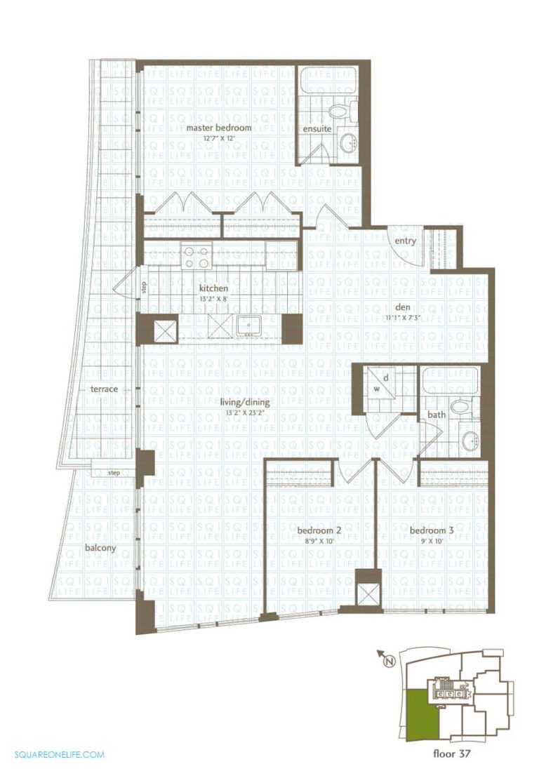 Park-Residences-Condo-Floorplan-PH6-3-Bed-1-Den-2-Bath